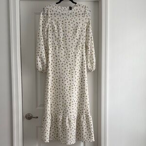 SHEIN White Floral Long Sleeve Dress